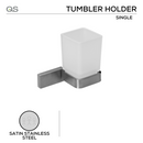 QS1526/SSS, Holder, Single Tumbler, Square, Satin Stainless Steel, QS-1