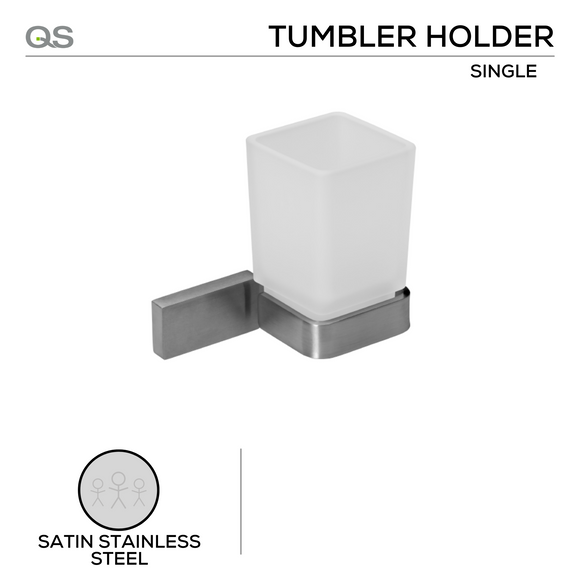 QS1526/SSS, Holder, Single Tumbler, Square, Satin Stainless Steel, QS