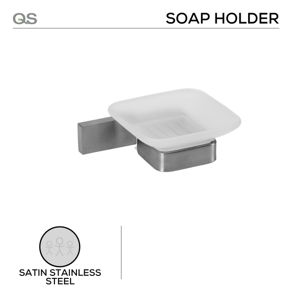 QS1527/SSS, Holder, Soap Dish, Square, Satin Stainless Steel, QS