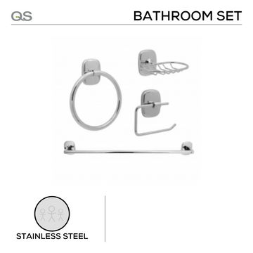 Main product view showing QS Stainless Steel Bathroom Accessories — tough stainless shine for bathroom doors.