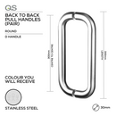 QS2201 D HANDLE, Pull Handle, Round, D Handle, BTB, 30mm (Ø) x 330mm (l) x 300mm (ctc), Stainless Steel, QS-1