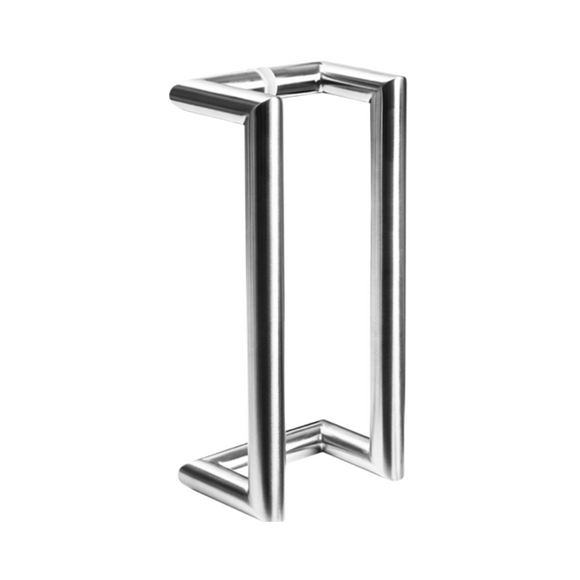 QS2603 Cranked Round D, Pull Handle, Round, Cranked, D Handle, BTB, 30mm (Ø) x 350mm (l) x 325mm (ctc), Stainless Steel, QS