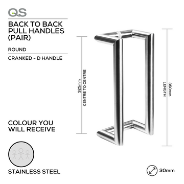 QS Stainless Steel Pull Handle main product view for doors — clean stainless confidence, 30mm (Ø) x 350mm (l).