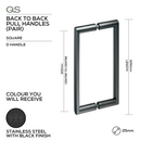 QS2604/BL Falon D, Pull Handle, BTB, 25mm (Ø) x 325mm (l) x 300mm (ctc), Stainless Steel with Black finish, QS-1