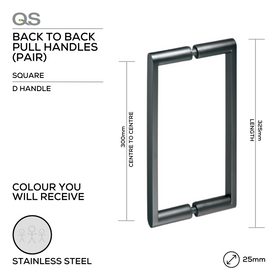 QS2604/SS Falon D, Pull Handle, BTB, 25mm (Ø) x 325mm (l) x 300mm (ctc), Stainless Steel, QS
