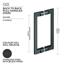 QS2627/P/BL Pello, Pull Handle, Square, D Handle, BTB, 250mm (l) x 225mm (ctc), Black Stainless Steel, QS-1