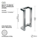 QS2705 SQ Cranked D, Pull Handle, Square, Cranked, D Handle, BTB, 25mm (d) x 325mm (l) x 300mm (ctc), Stainless Steel, QS-1