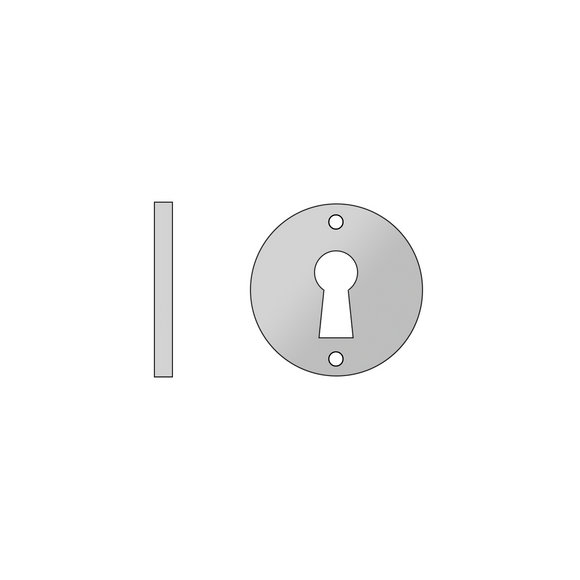 QS4402/FL, Keyhole Escutcheon, Flush Round Rose, 52mm (h) x 52mm (w) x 2mm (t), Stainless Steel, QS