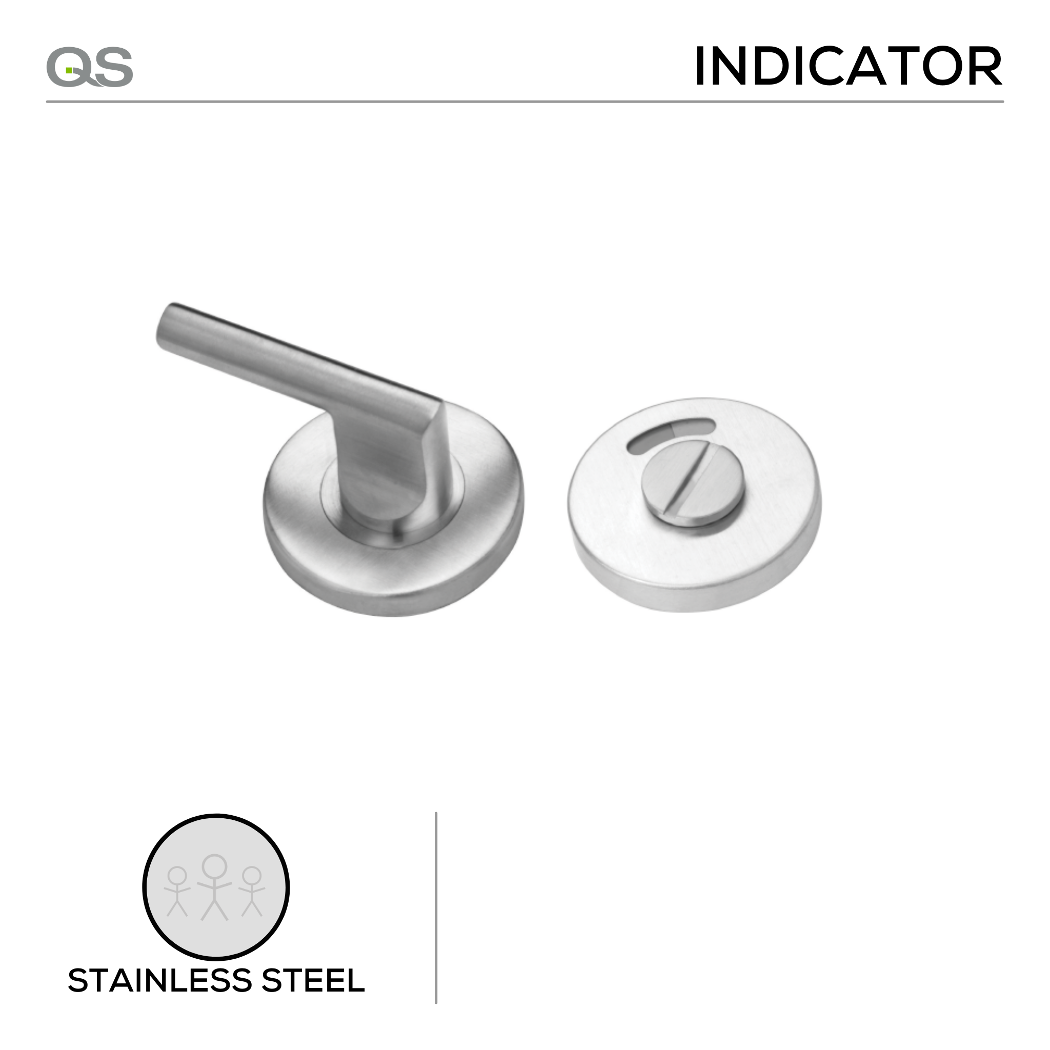 QS4406 + QS4408, WC Indicator Bolt & Thumb Turn, With Coin Release, Suitable for disable, Stainless Steel, QS