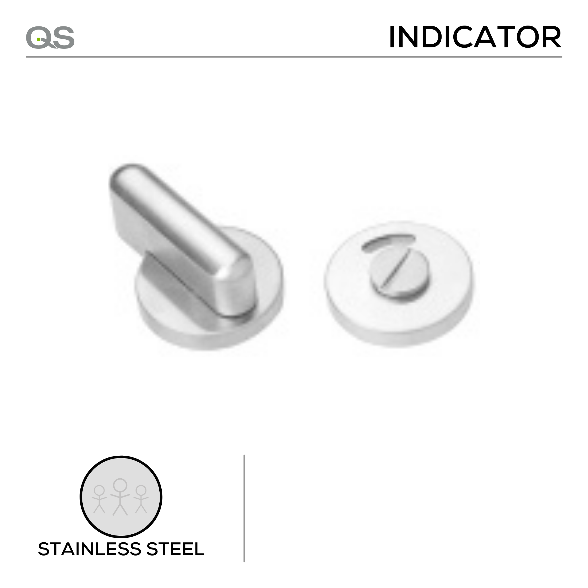 QS4406 + QS4409, WC Indicator Bolt & Thumb Turn, With Coin Release, Suitable for disable, Stainless Steel, QS