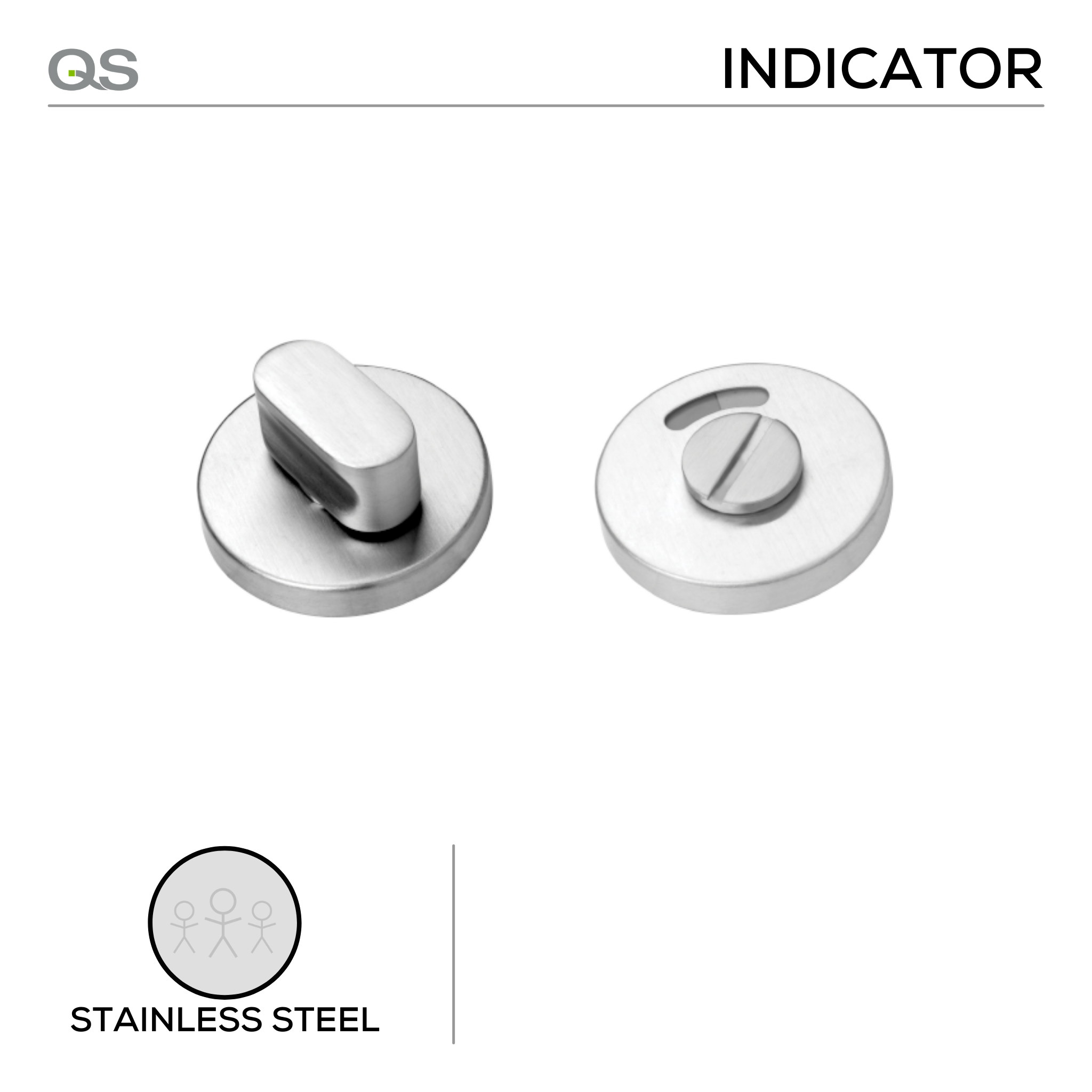 QS4406 + QS4410, WC Indicator Bolt & Thumb Turn, Stainless Steel, QS