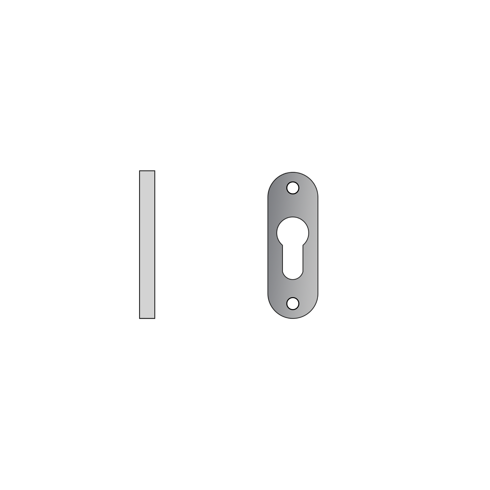 QS4407, Cylinder Escutcheon, Flush Oval Rose, 64mm (h) x 30mm (w) x 2mm (t), Stainless Steel, QS