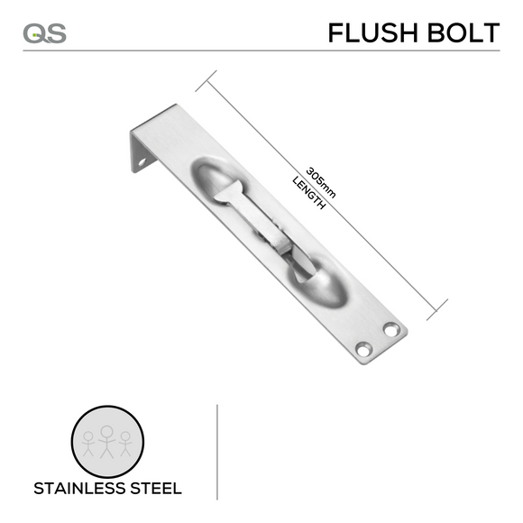 QS4411/4 305, Flush Bolt, 305mm (l), Stainless Steel, QS
