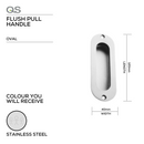 Main product view showing QS Stainless Steel Pull Handle — strong stainless style for doors, 120mm (l) x 40mm (w).
