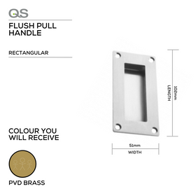 QS4419 PVD, Flush Pull, Rectangular, 102mm (l) x 51mm (w), PVD Brass, QS