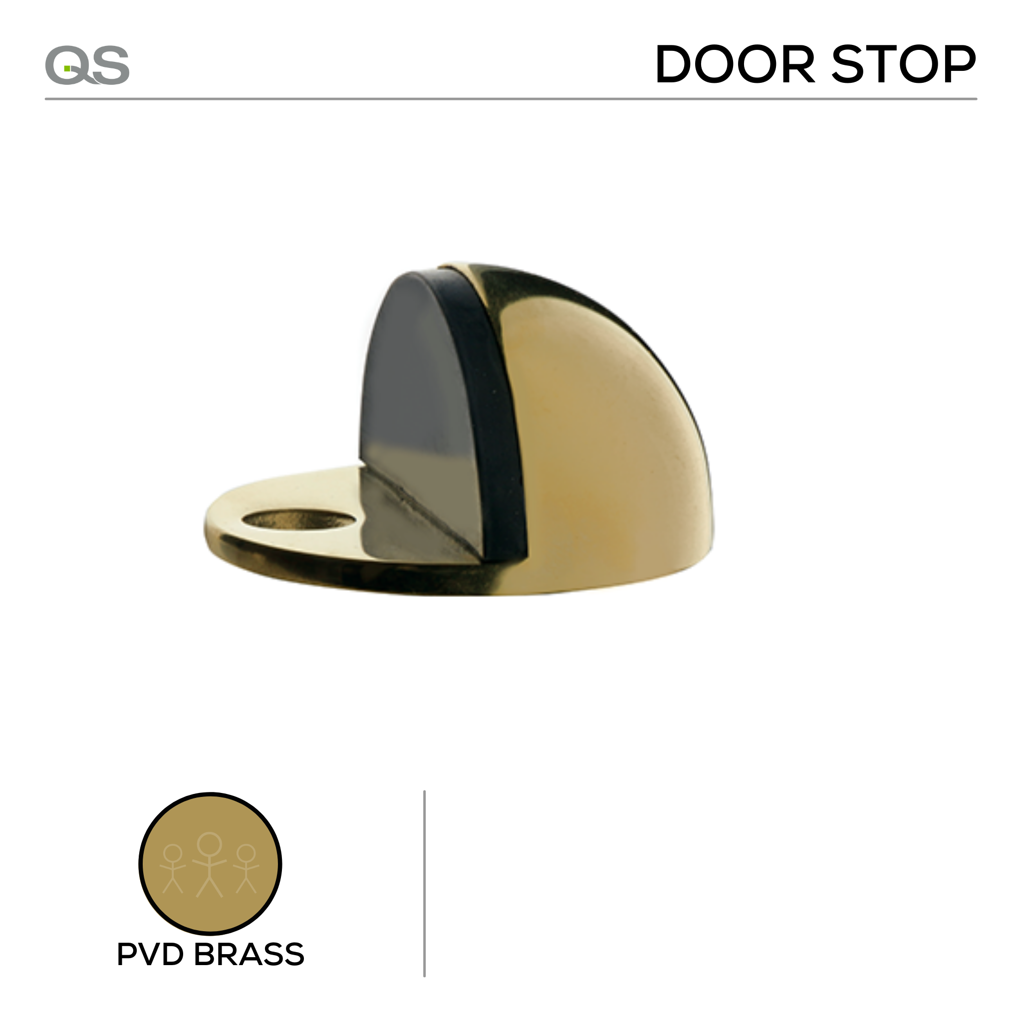 QS4422 PVD, Door Stop, Floor Mounted, Hooded, PVD Brass, QS