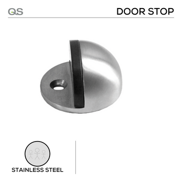 Main product view of QS Stainless Steel Door Stop, made for doors with tough stainless shine.