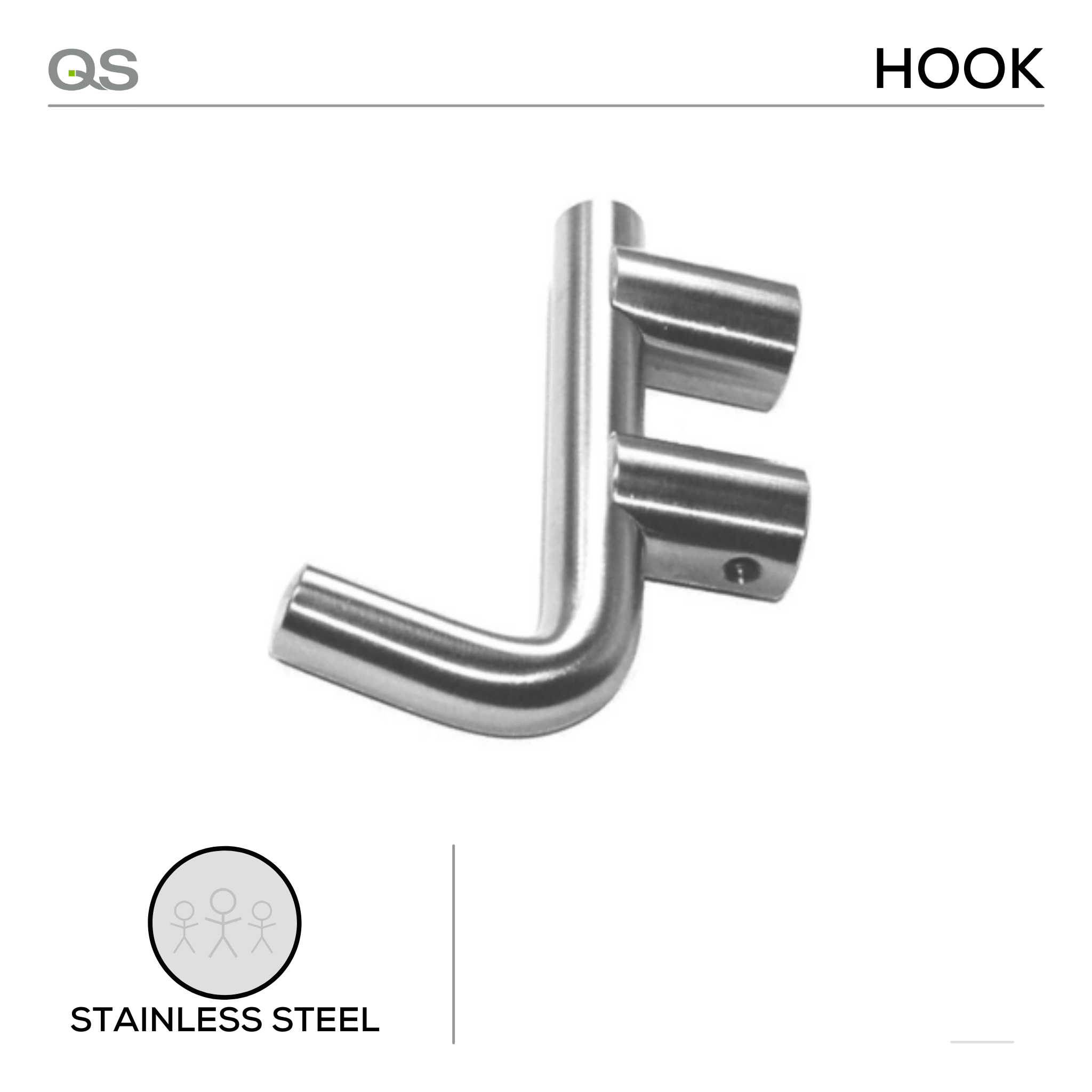 QS4435, Coat Hook , Solid, Small, Stainless Steel, QS
