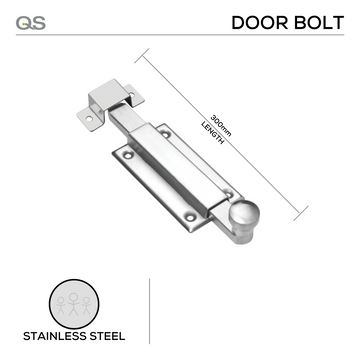 QS Stainless Steel Door for doors, main product view with strong stainless style, 300mm (l).