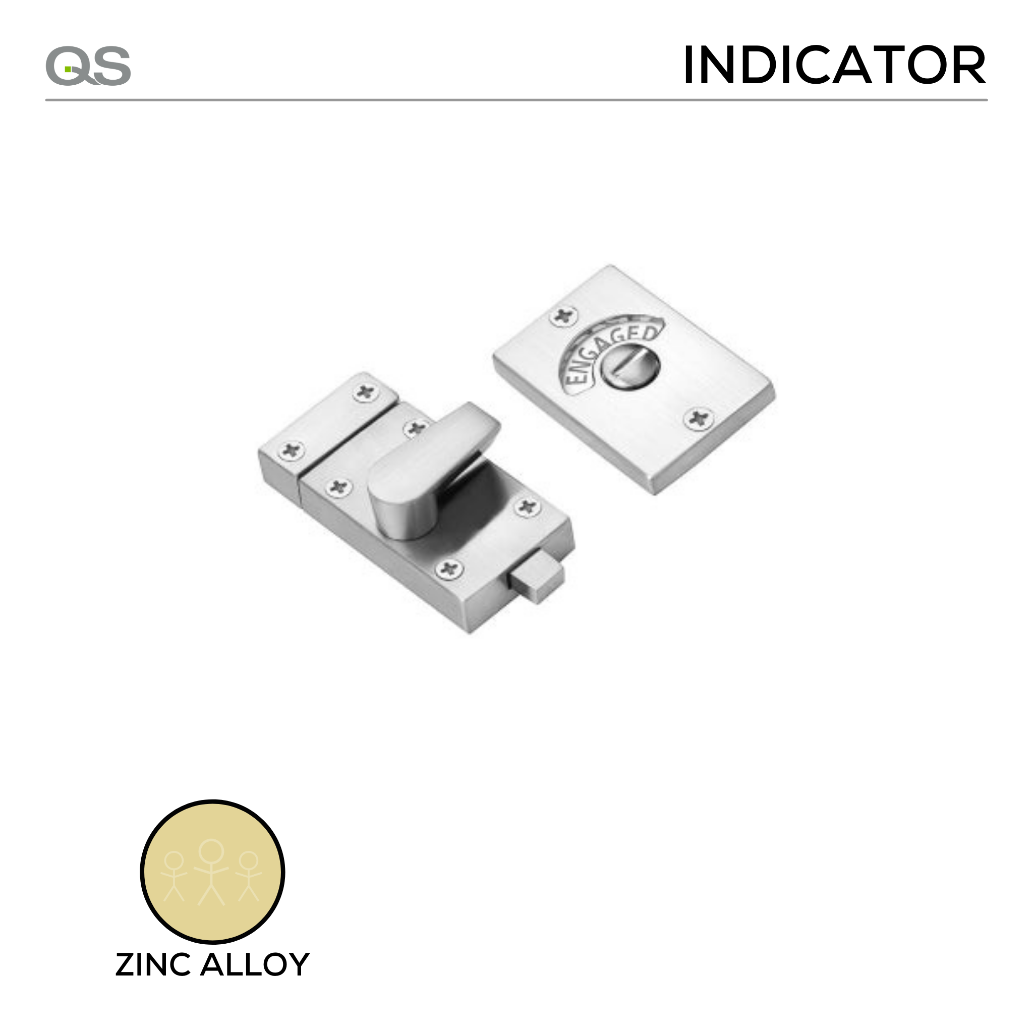 QS4445, WC Indicator Bolt & Pull, Zinc Alloy, QS