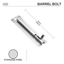 QS4448/1 100 STR, Barrel Bolt, 100mm (l), Stainless Steel, QS-1