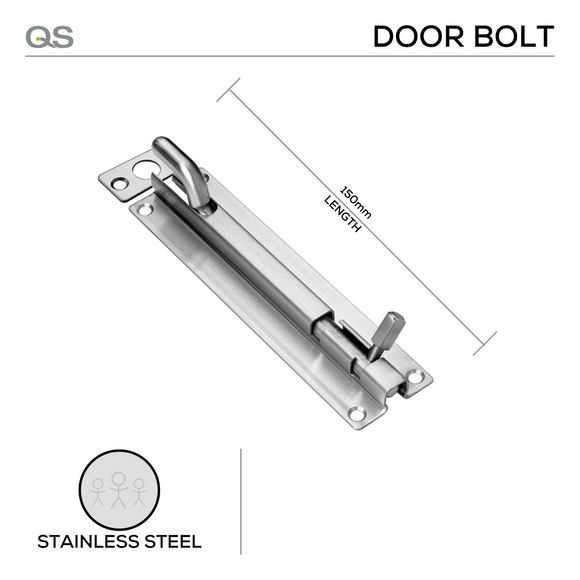 QS4448/3 150 CRANK, Door Bolt, 150mm (l), Stainless Steel, QS