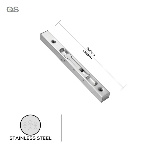 QS4451/2 300, Door Bolt, 300mm (l), Stainless Steel, QS