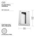 Main product view of QS Stainless Steel Pull Handle, made for doors with clean stainless confidence, 128mm (l) x 82mm (w).