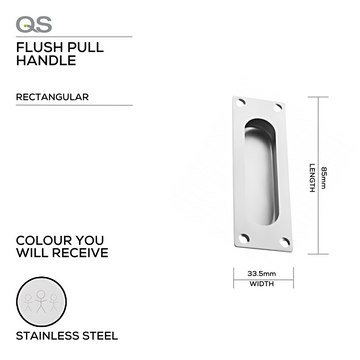 Main product view showing QS Stainless Steel Pull Handle — clean stainless confidence for doors, 85mm (l).