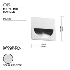 QS4455/1, Flush Pull, Square, 50mm (l) x 50mm (w), Stainless Steel, QS