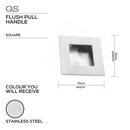 Main product view of QS Stainless Steel Pull Handle, made for doors with strong stainless style, 70mm (l) x 70mm (w).