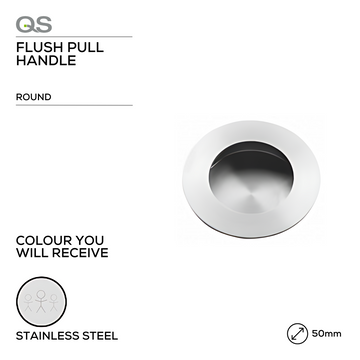 Main product view of QS Stainless Steel Pull Handle, made for doors with tough stainless shine, 50mm (l).