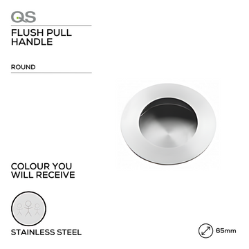 Main product view of QS Stainless Steel Pull Handle, made for doors with tough stainless shine, 65mm (l).
