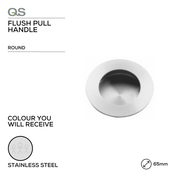 Main product view of QS Stainless Steel Pull Handle, made for doors with tough stainless shine, 65mm (l).