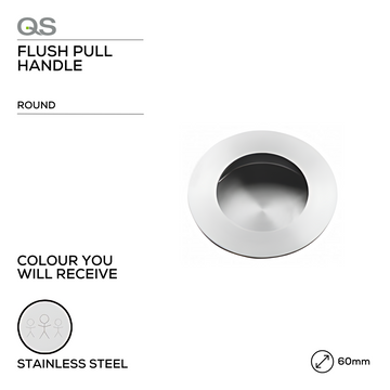 Main product view showing QS Stainless Steel Pull Handle — tough stainless shine for doors, 60mm (l).