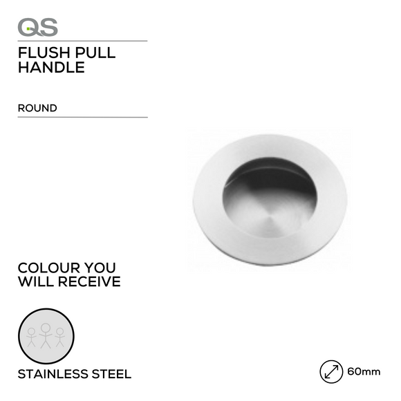 Main product view showing QS Stainless Steel Pull Handle — tough stainless shine for doors, 60mm (l).