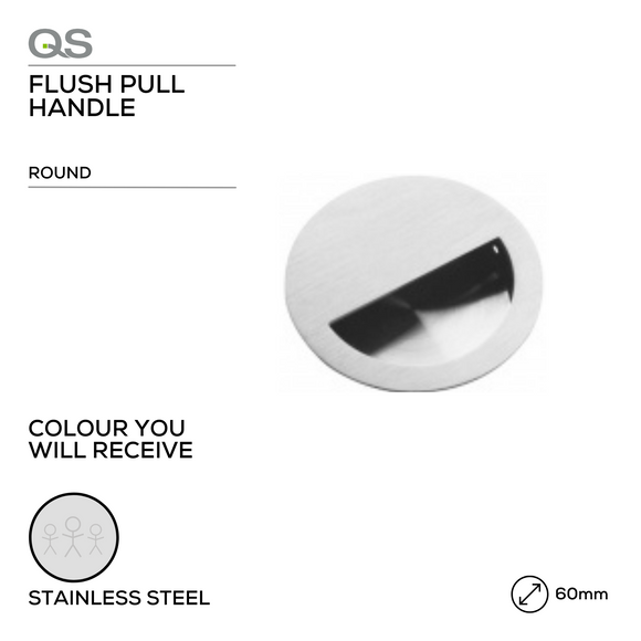 QS Stainless Steel Pull Handle for doors, main product view with strong stainless style, 90mm (l).