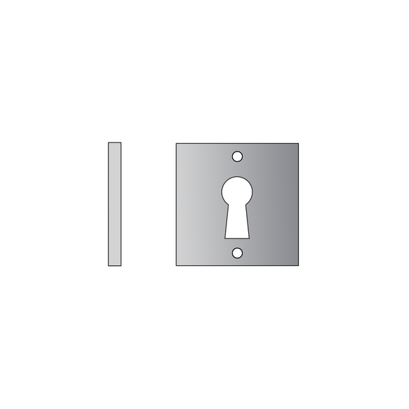 QS4472/FL, Keyhole Escutcheon, Flush Square Rose, 52mm (h) x 52mm (w) x 2mm (t), Stainless Steel, QS