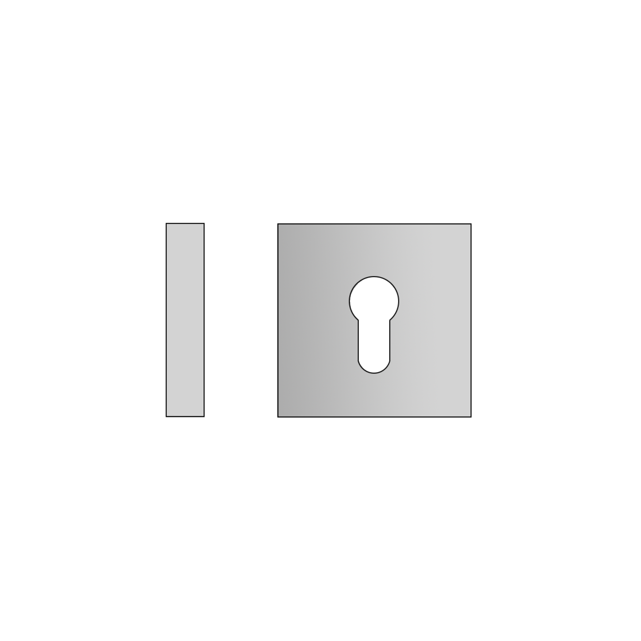 QS4473, Cylinder Escutcheon, Square Rose, 52mm (h) x 52mm (w) x 8mm (t), Stainless Steel, QS