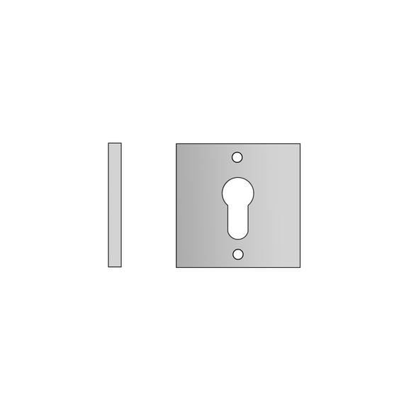 QS4473/FL, Cylinder Escutcheon, Flush Square Rose, 52mm (h) x 52mm (w) x 2mm (t), Stainless Steel, QS