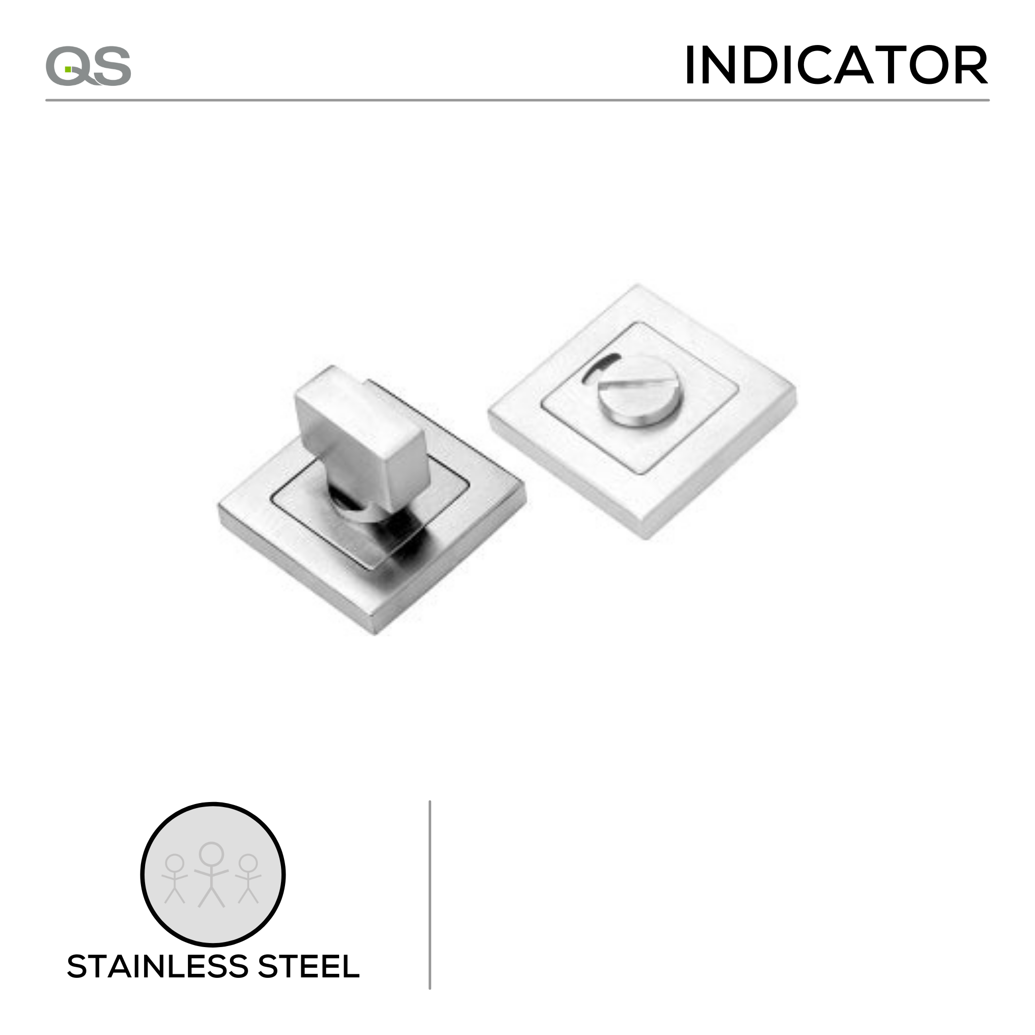 QS4477, WC Indicator Bolt & Thumb Turn, With Coin Release, Square, Stainless Steel, QS
