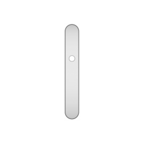 QS4483 BLANK, Plate, Narrow Oval, 245mm (l) x 36mm (w), Supplied with QS Handle, Stainless Steel, QS