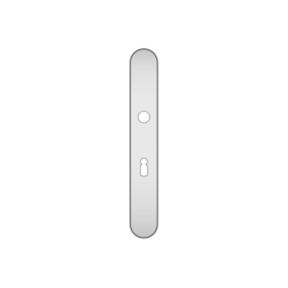 QS4483 KH, Plate, Narrow Oval, 245mm (l) x 36mm (w), Supplied with QS Handle, Stainless Steel, QS
