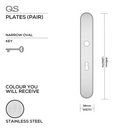 QS4483 KH, Plate, Narrow Oval, 245mm (l) x 36mm (w), Supplied with QS Handle, Stainless Steel, QS-1