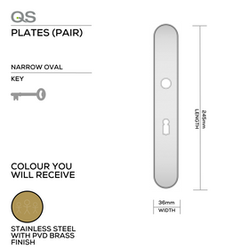 QS4483 PVD KH, Plate, Keyhole, Narrow Oval, Supplied with QS Handle, PVD Brass, QS