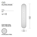 QS4484 KH, Plate, Oval, 245mm (l) x 45mm (w), Supplied with QS Handle, Stainless Steel, QS-1