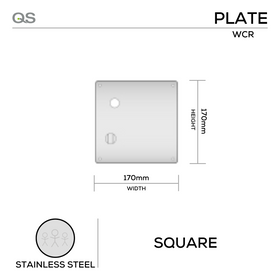 QS4485 WC/R, Plate, Square, 170mm (l) x 170mm (w), Supplied with QS Handle, Stainless Steel, QS