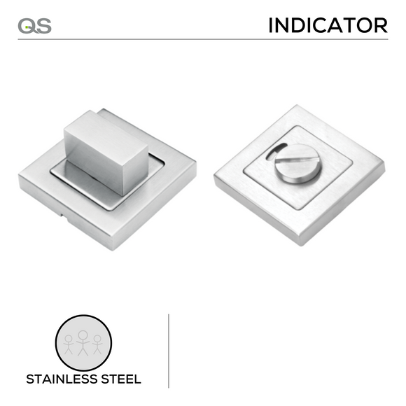 QS4488, WC Indicator Bolt & Thumb Turn, With Coin Release, Square, Stainless Steel, QS
