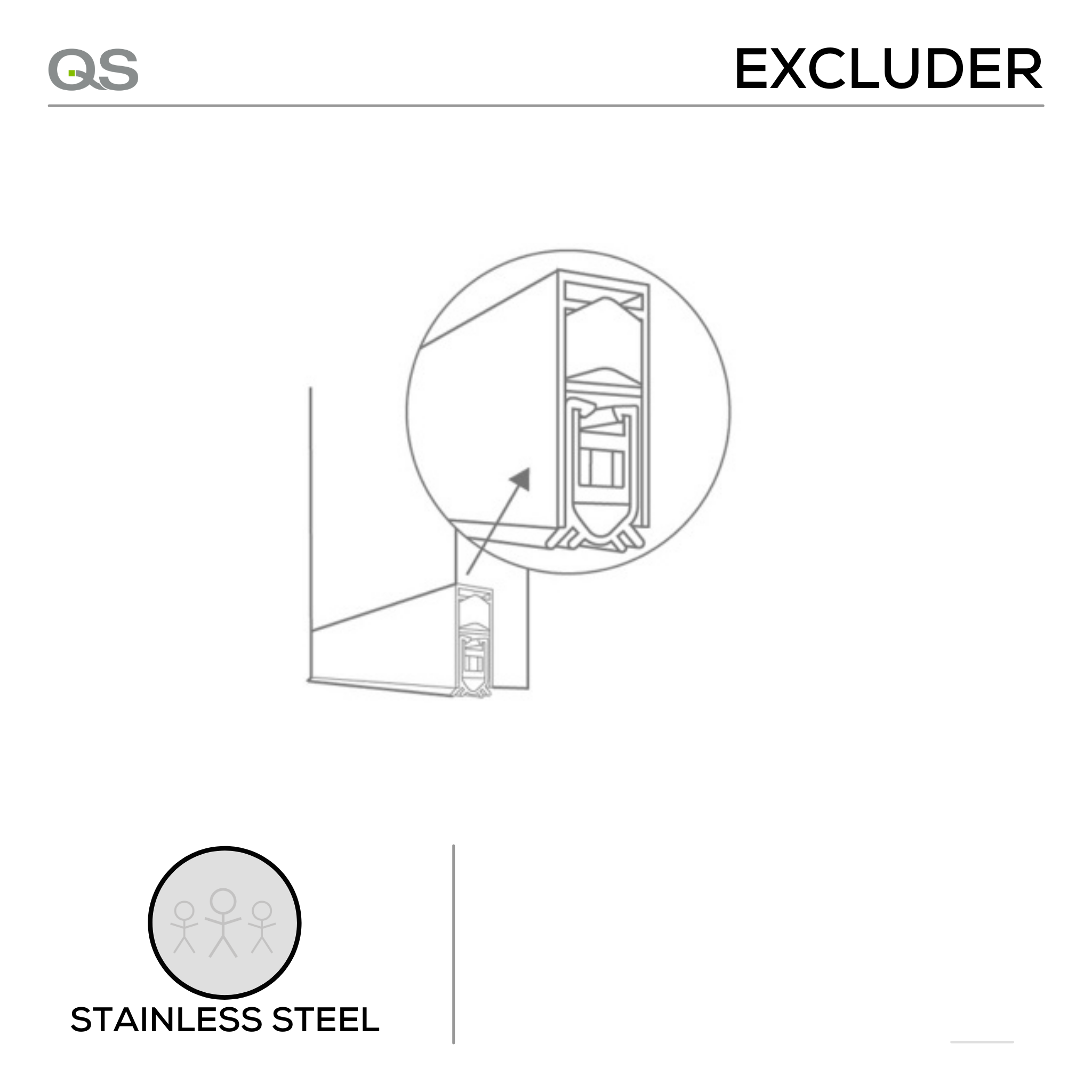 QS4494, Draught Excluder, 832mm (l), Stainless Steel, QS