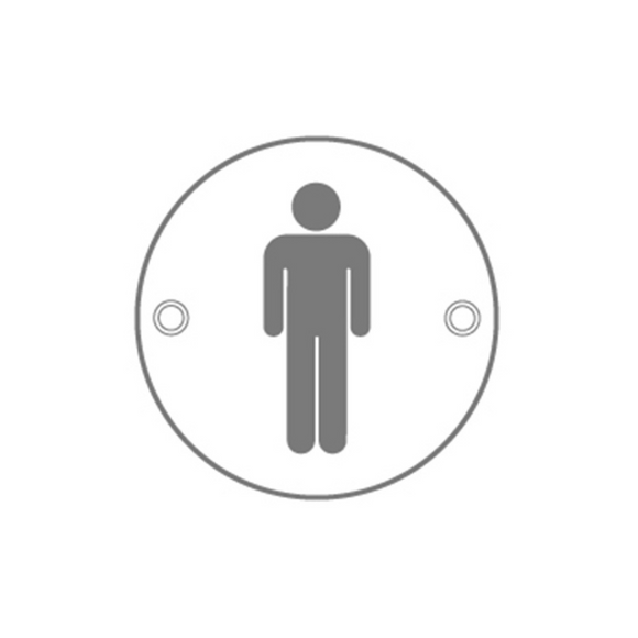 QS4501, Male, Round Engraved Sign, 75mm x 75mm, Stainless Steel, QS